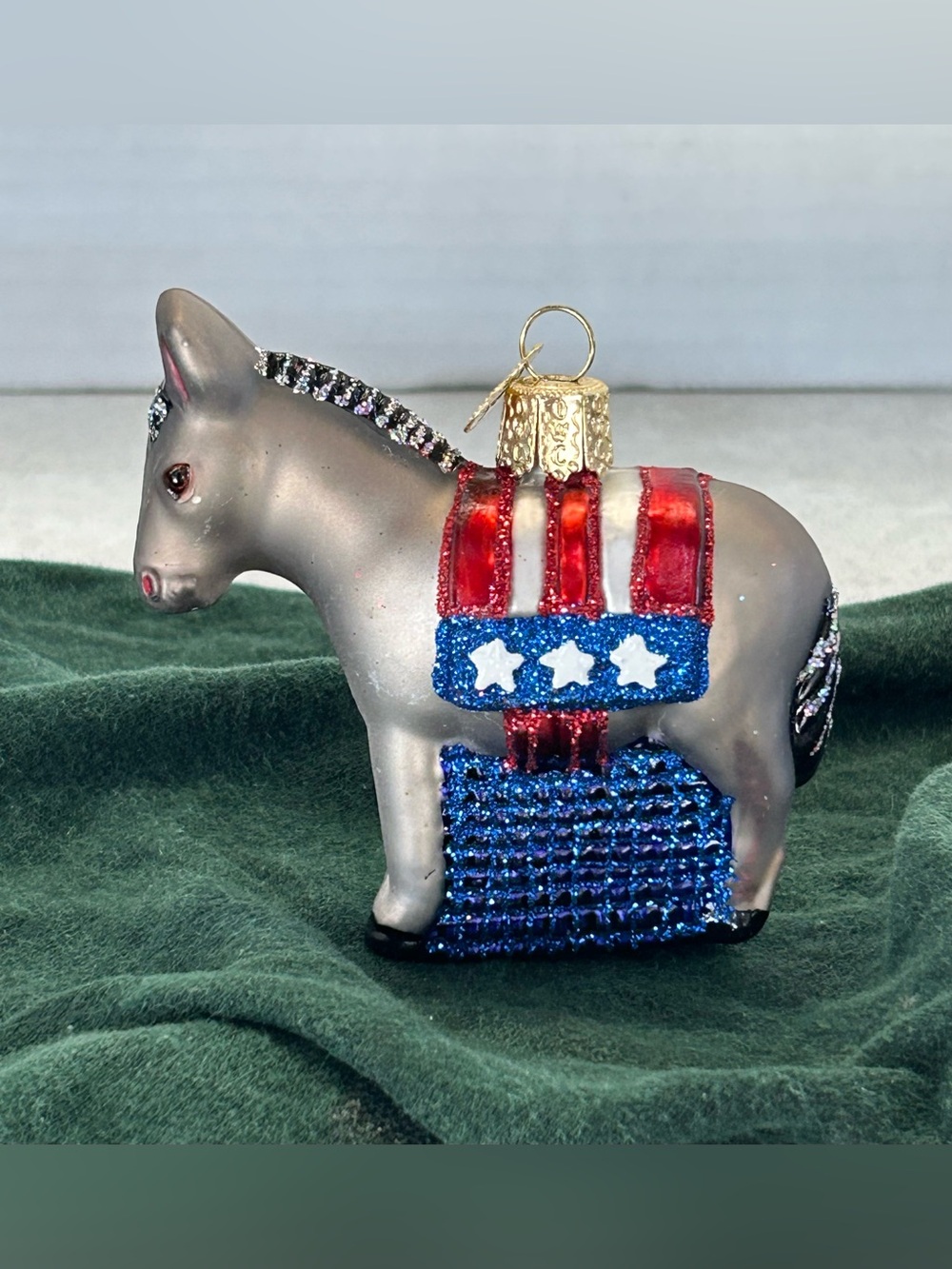 Old World Christmas Democratic Donkey (12109) Glass Ornament